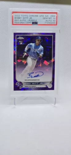 2022 Topps Chrome Sapphire Bobby Witt Jr Purple Refractor Auto #/10 PSA 10