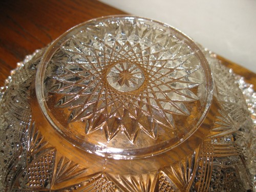 VTG ABP Pressed Centerpiece Glass Bowl Sawtooth Rim Sunburst Gothic Arches MINT - Picture 8 of 17