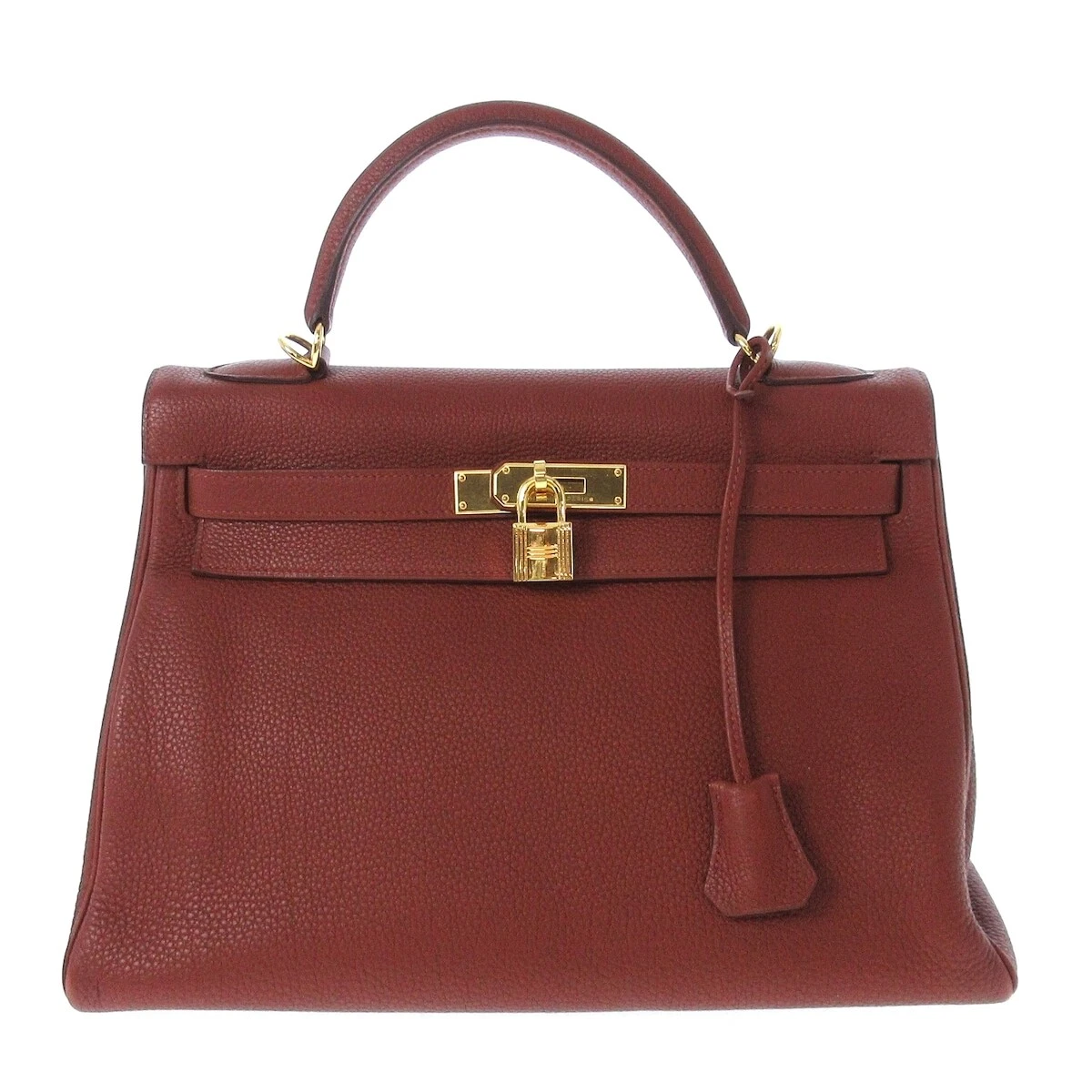 Auth HERMES Kelly 32 Brown Togo Square M Handbag eBay