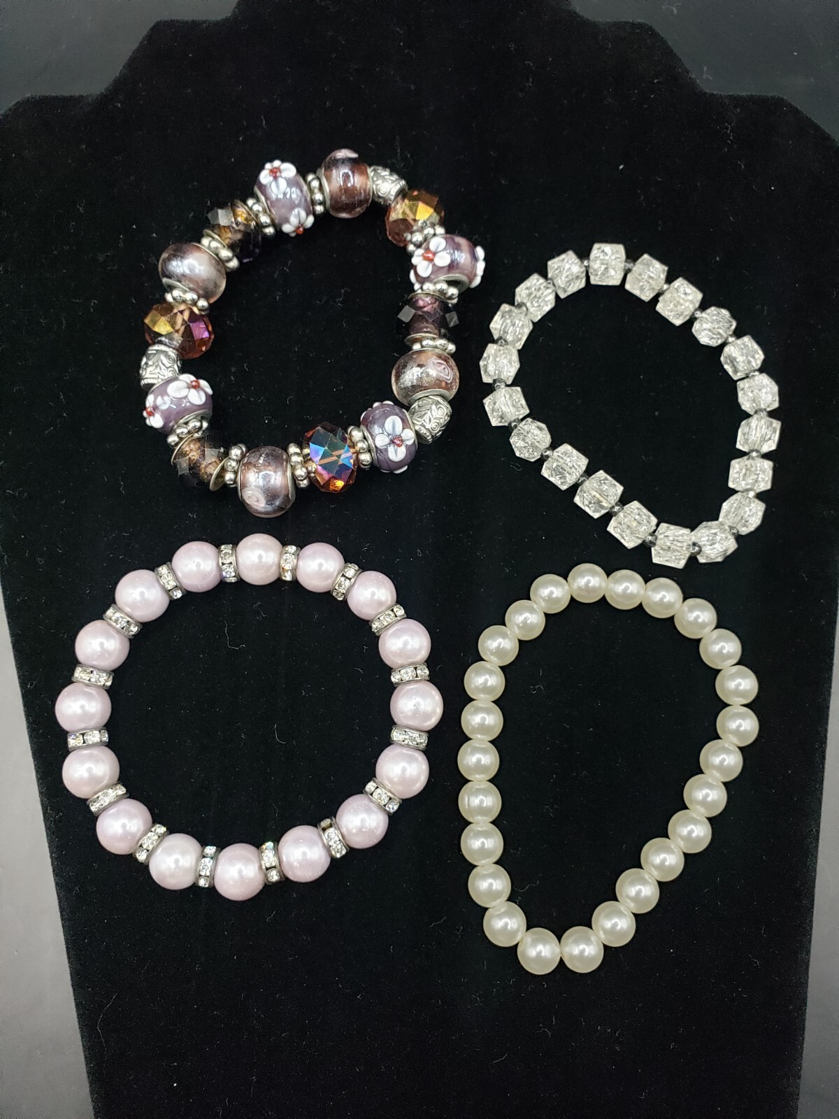 4 Elastic Beaded Stack Bracelets - image 9