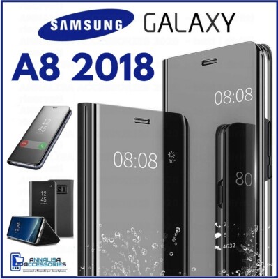 For SAMSUNG GALAXY A8 2018 CLEAR VIEW FLIP CASE SMART