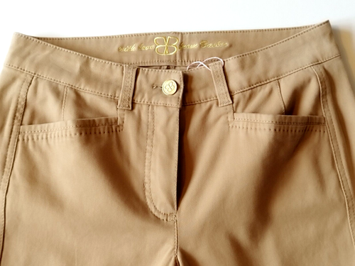 WOMENS TRAUSERS SIZE 12 COTTON HIGH WAIST BASLER BEIGE POCKETS TAPERED LEG NEW - Picture 16 of 24
