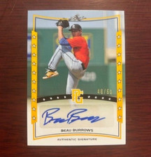 2014 Leaf Perfect Game  BEAU BURROWS YELLOW #/50 Certified Autographed Card