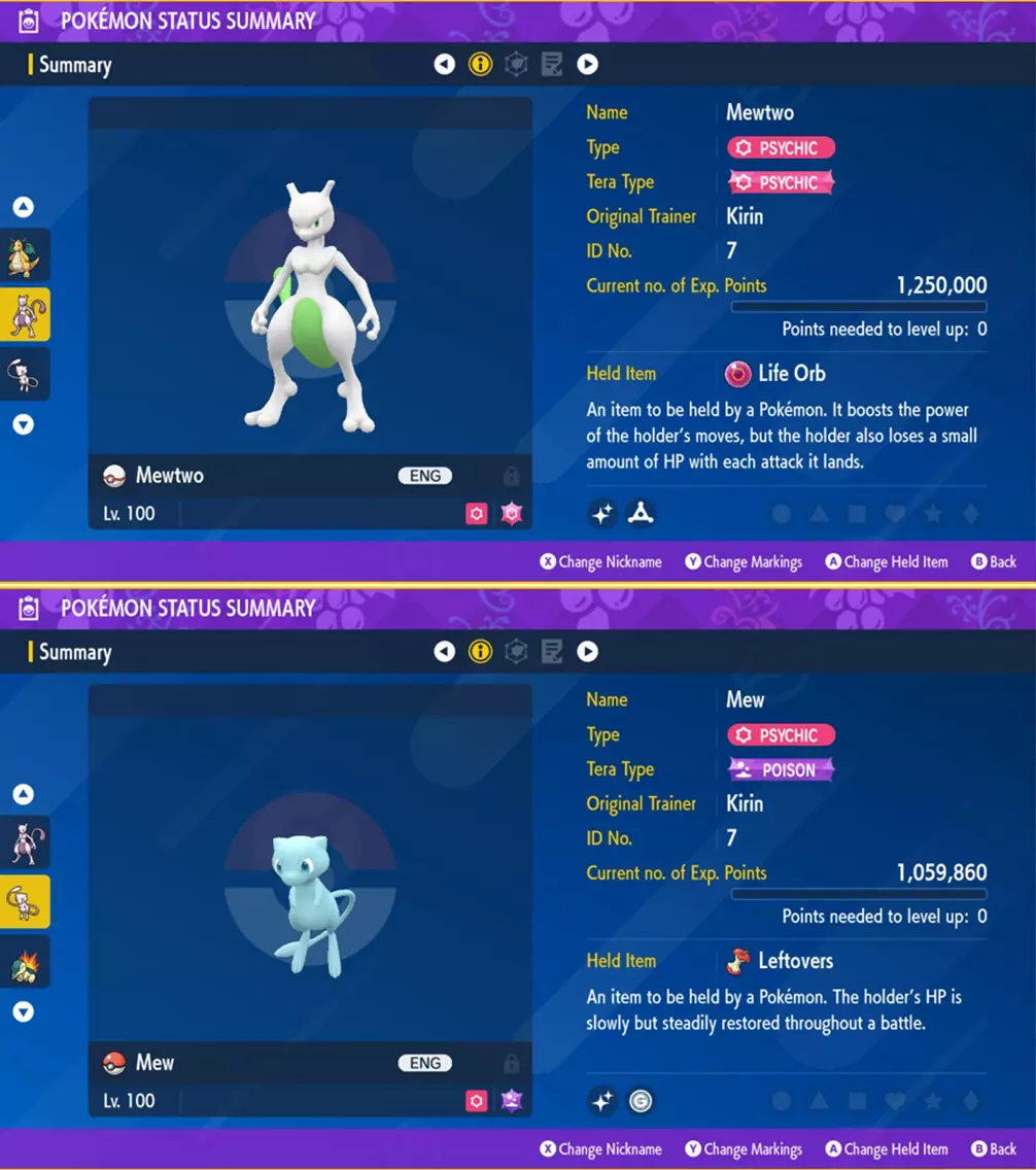 MEW MEWTWO 6IV Legendaries / Pokemon Scarlet and Violet / 