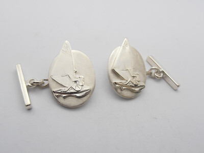 Windsurfing: 925 Silver Cufflinks - Wind Surf - Surfer - Windsurfer - Board -
