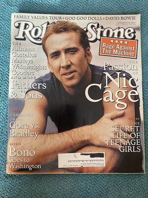 Rolling Stone magazine #825 November 11 1999 Nicholas Cage Bono Rage ...