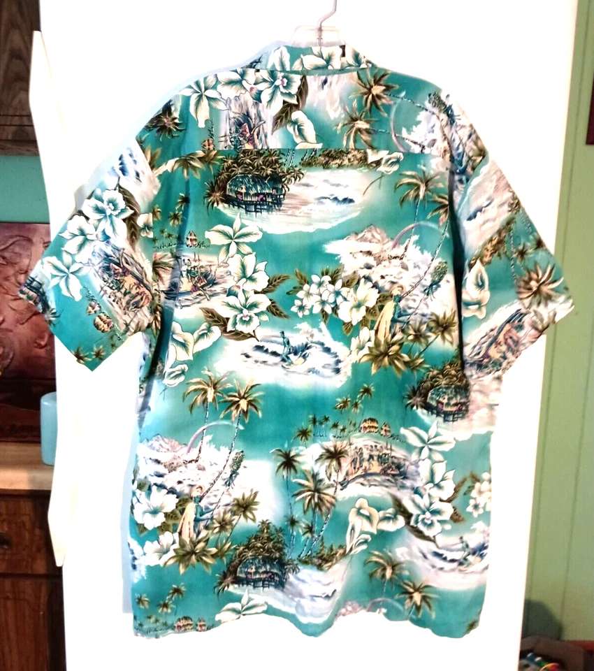 CAMISA DE CAMPAMENTO HAWAIANA FLORAL CABAÑA ISLEÑOS MODA JADE VINTAGE GRANDE PARA HOMBRE XXXL 3XL Foto 3 de 4