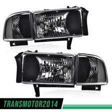 Clear Corner Headlights Lamps Fit For 94-02 Ram 1500 2500 3500 Black Housing Clear Corner Headlights Lamps Fit For 94-02 Ram 1500 2500 3500 Black Housing