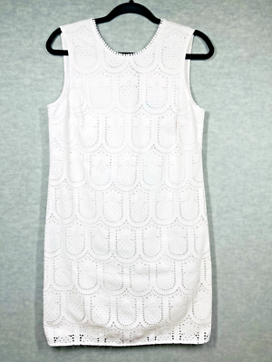#ad Draper James Sleeveless Eyelet Shift Dress Size 6 Lined Cotton Coastal Beach NWT $27.97