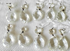 10 Antique Crystal Glass Prisms Lamp Chandelier 2.25" Tear Drop Diamond Cut