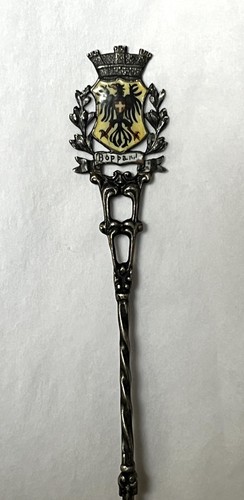 Antique Boppard Germany Enameled Bowl 800 Silver Souvenir Spoon Marienberg & COA - Picture 3 of 7