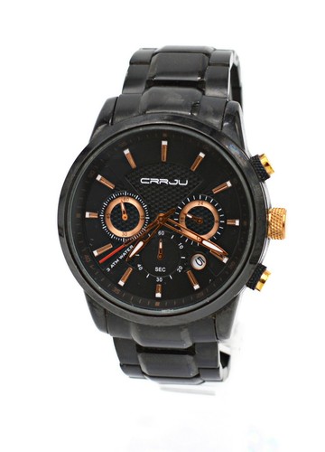 CRRJU CHRONOGRAPH SCHWARZ EDELSTAHL ROSEGOLD HERREN ARMBANDUHR - Bild 1 von 7