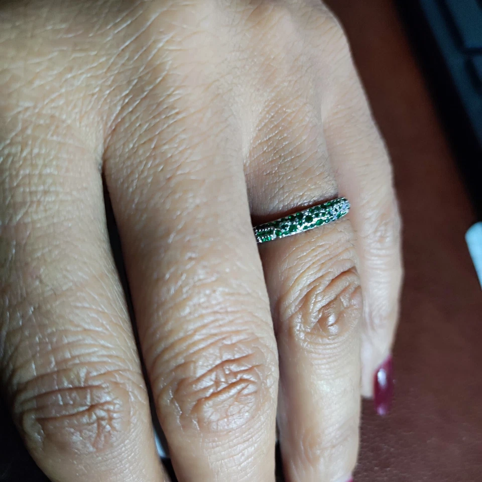 Anello Regolabile Anello Donna Regolabile Argento e Zirconi verde Argento 925 - Immagine 4 di 4