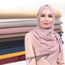 Muslim Chiffon Square Scarf Shawls Hijab Headwear Women Plain Scarves Bandana