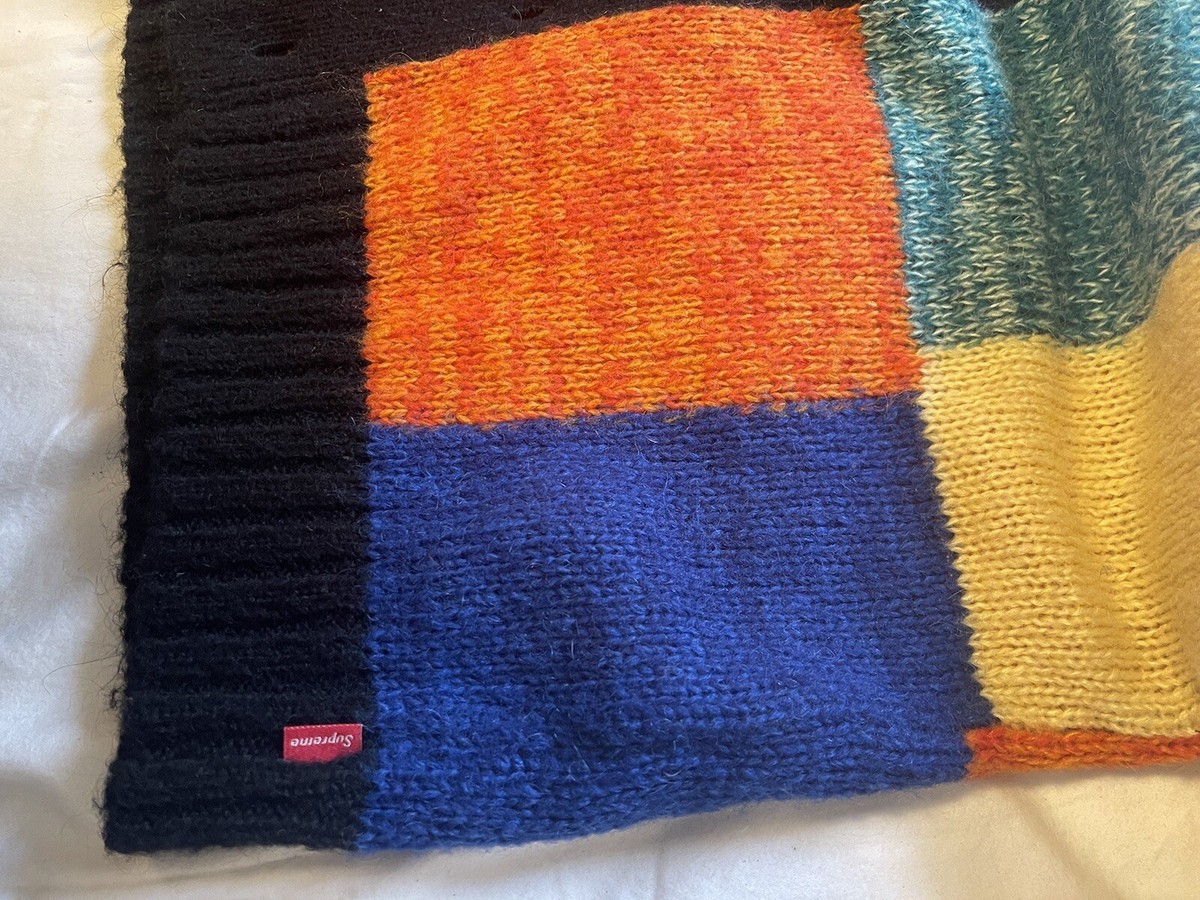 Supreme Patchwork Mohair Cardigan Sweater Knit Size Medium Supreme Patchwork Mohair Cardigan Sweater Knit Size Medium