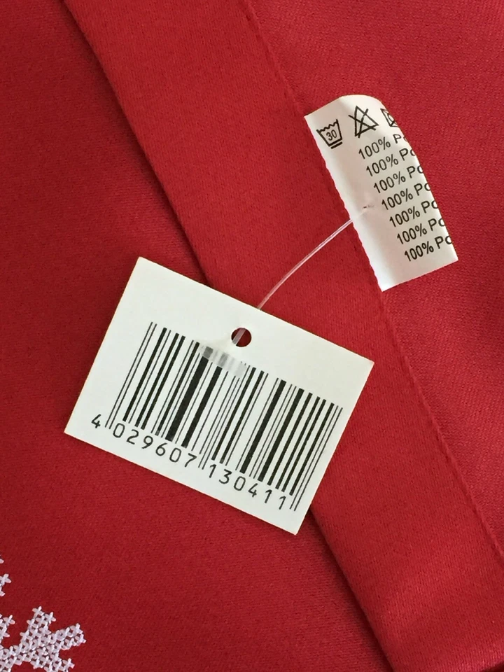 Christmas Reindeer Snowflake Motif 32" Square Table Topper Home Decor Red/White - Image 3 of 3