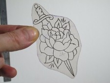 old 1940s 50s Tattoo Flash genuine acetate Sword and Rose KN1