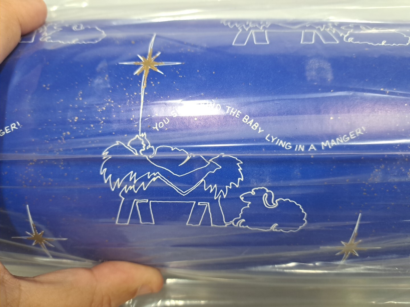 Vtg CHRISTMAS Dept Store Wrapping Paper Roll 20"  13.23 lbs Nativity Baby Manger