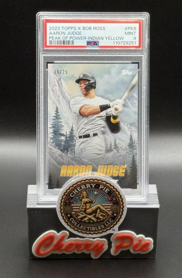 2023 Topps X Bob Ross Joy Baseball Peaks of Power Aaron Judge Yellow /25 PSA 9 - Image 2 of 4