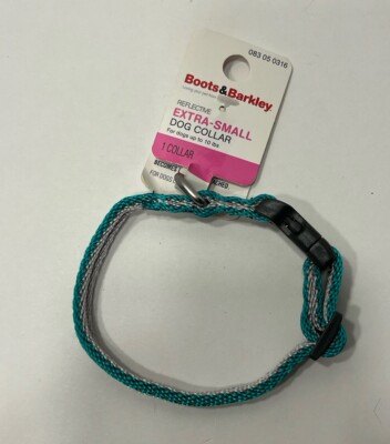 Boots & Barkley Reflective Two-Tone Dog Collar Clasp D-Ring XS Teal / Gray