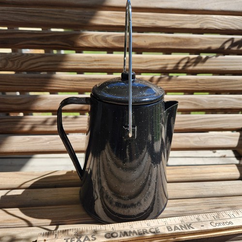 Vintage Black & White Speckled Enamelware Graniteware Cowboy Style