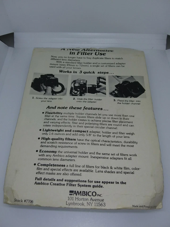 Authentic Ambico Creative Filter System - Made in USA Camera Lens Creative NOS - Image 2 of 4