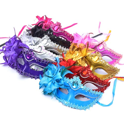 Sexy Diamond Venetian Mask Venice Feather Flower Wedding Carnival Part_ou - Picture 7 of 17