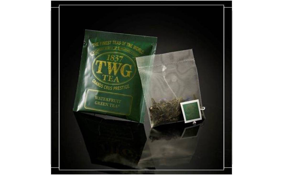 TWG Tea from Singapore - WATERFRUIT GREEN TEA - 100 SILK Tea Bags BULK CARD BOX Nationale inventaris