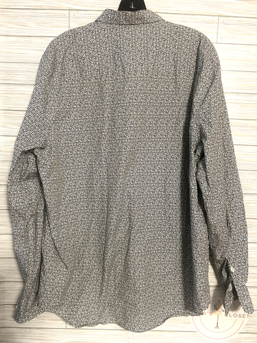 Perry Ellis Mens Black White All Over Print Button Up long sleeve shirt XXL - Picture 5 of 8