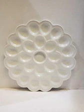 Fitz & Floyd Devil Egg White Flower Tray Porcelain 13.5" 