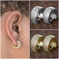 Men Jewelry Gold Hoop Earring Fashion Cubic Zircon Women Jewelry