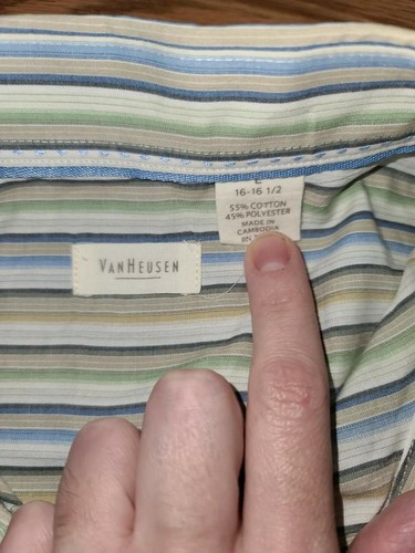 Men's Van Heusen multicolor striped collared button-down dress shirt large - Picture 5 of 5