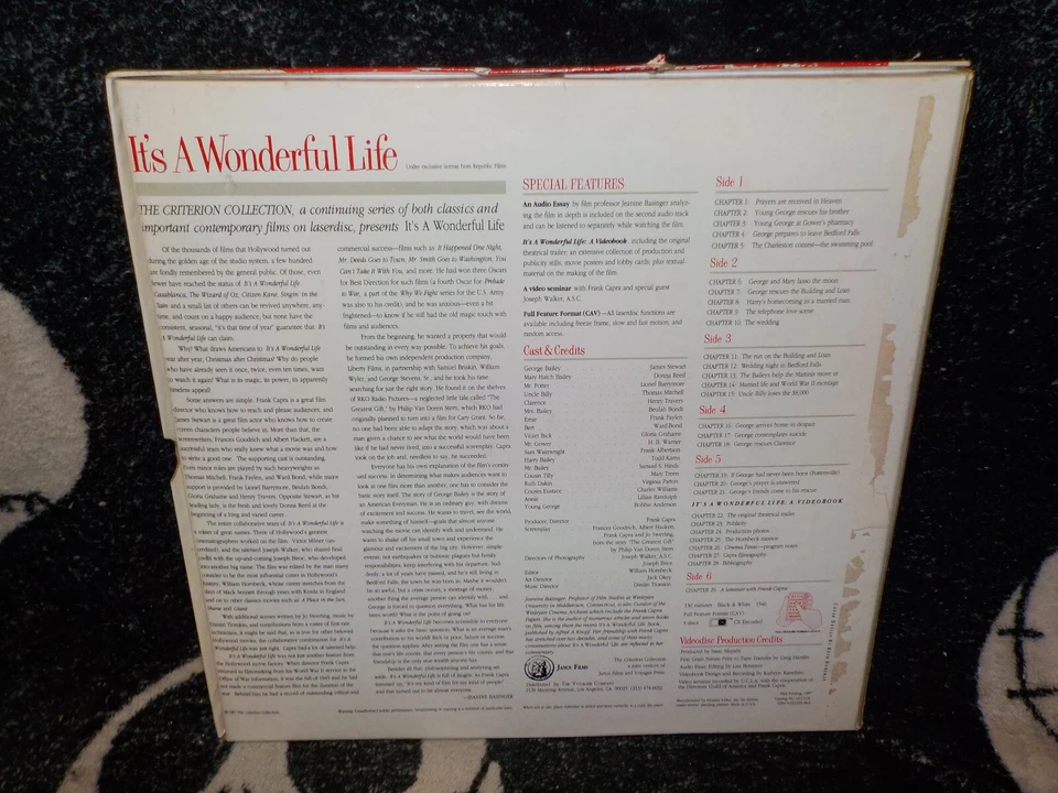 It's A Wonderful Life Criterion CAV Laserdisc LD +Extras Box Set Free Ship $50 - Image 2 of 4