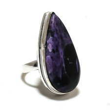 Russian Charoite Gemstone Handmade 925 Sterling Silver Jewelry Ring Size 7 Y439
