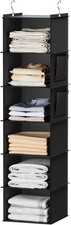 Black, 6-Shelf Hanging Closet Shelves, Hanging Closet Organizers and Storage