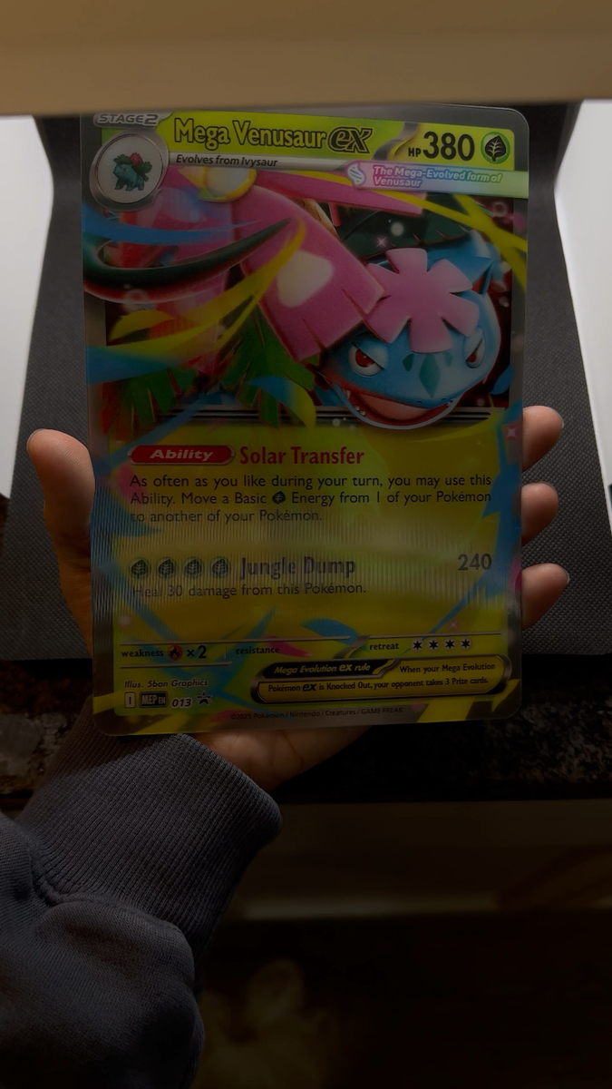Pokemon TCG Mega Venusaur Ex 013 JUMBO 3D Promo Card NM & sticker