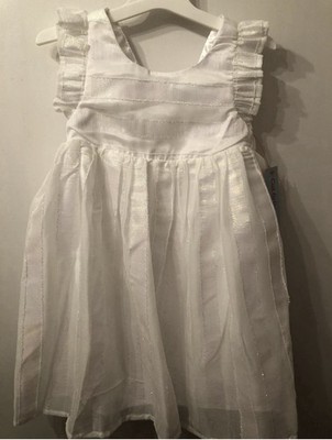 Cat & Jack Iridescent White Woven Dress Toddler 5T Summer Short Sleeve Wedding