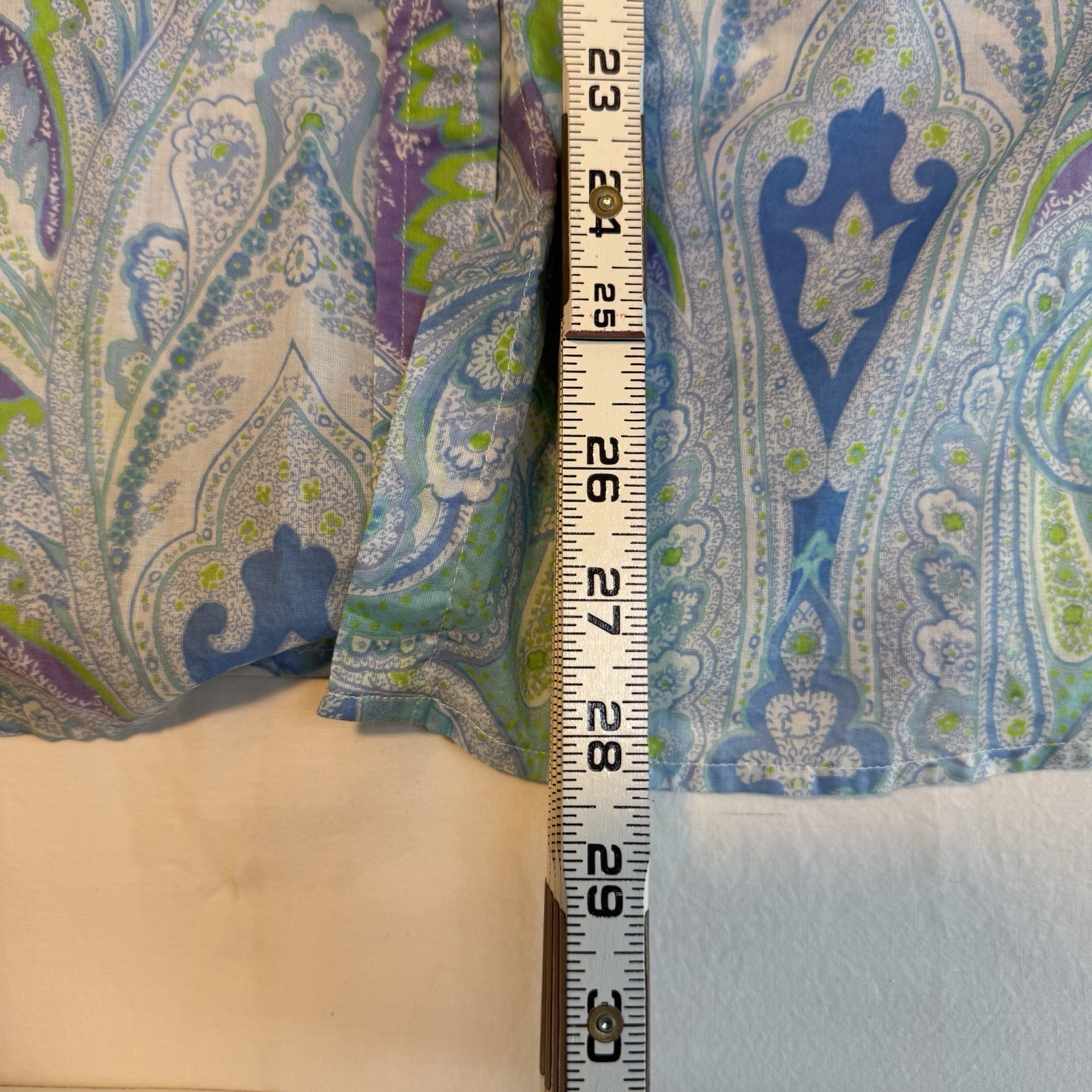 Lauren Ralph Lauren 2X Purple Teal Paisley Button Plus Shirt 100% Cotton Top RLR