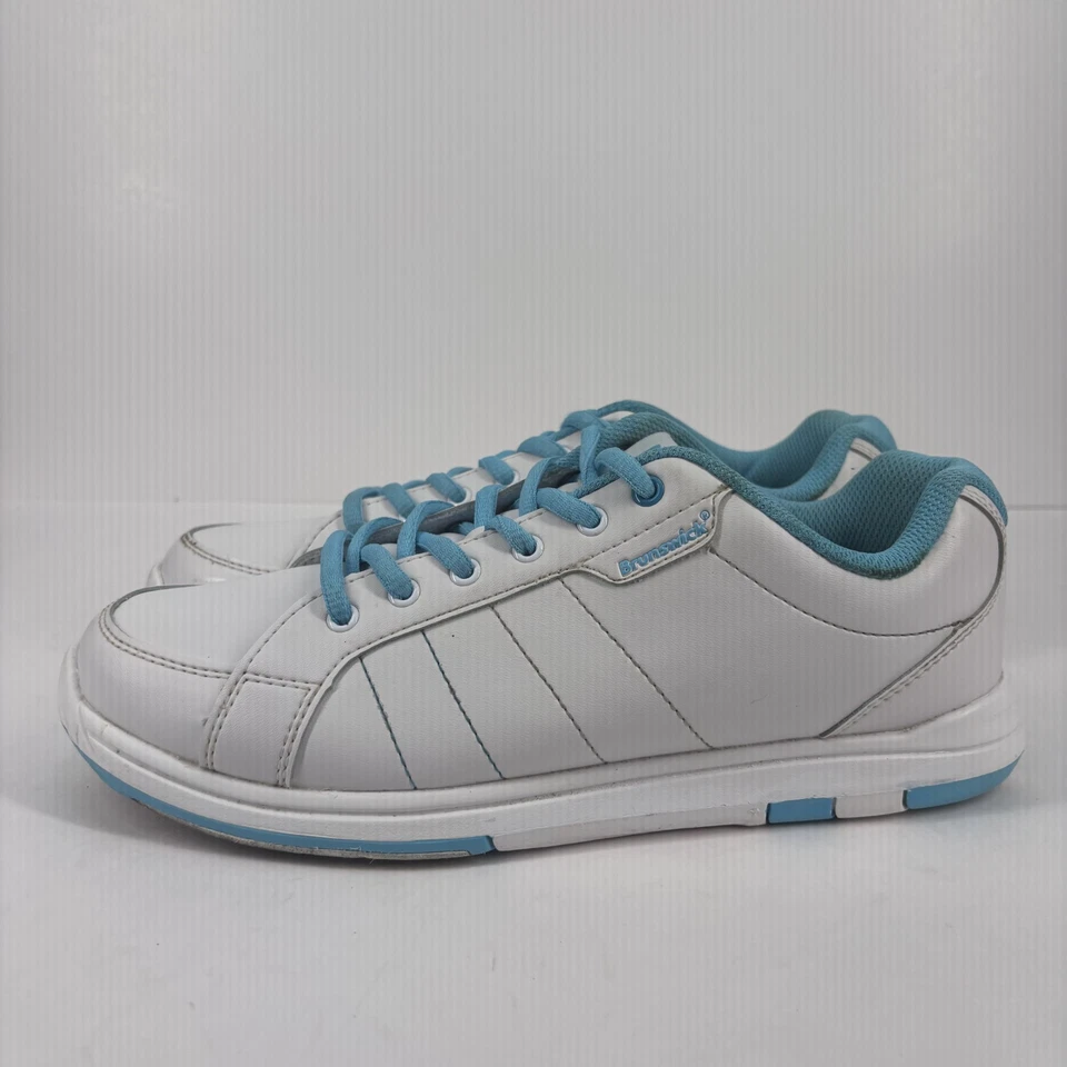 Zapatos de boliche Brunswick satinados para mujer EE. UU. 9 blancos Aqua zapatillas deportivas bajas Foto 2 de 4