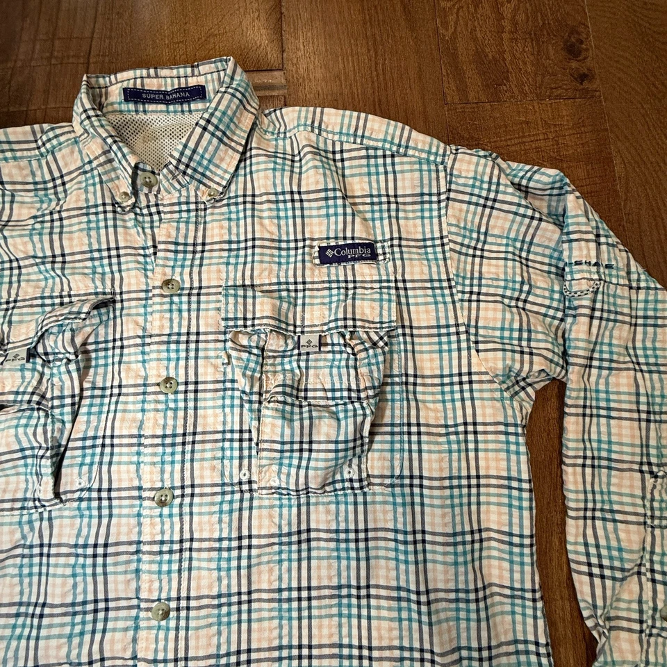 Columbia PFG Hombres Grande Ventilada Camisa de Pesca Botón Manga Larga Super Bahama Foto 2 de 4