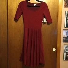 LuLaRoe Nicole Collection Dress Womens Size XS Red And Black Fit and Flare NWT