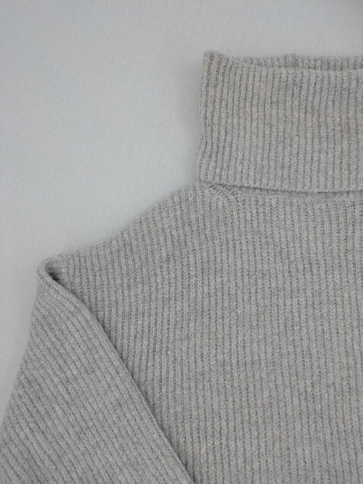 Zara Knit Damen Rollkragenpullover S Grau Strickpullover Oversize Wolle Mix image 4
