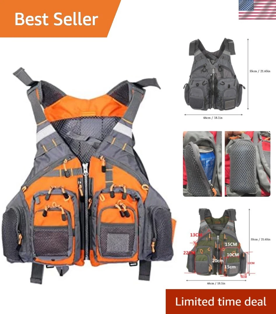 Fly Fishing Vest - Fishing Safety Life Jacket for Swimming, Sailing, Boating,...