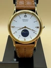 Vintage Seiko Moon Phase Lunar Gold Tone White Dial Day Ind. Watch 6F22-7010