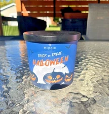 NEW! Mosaic Trick or Treat Halloween 2 Wick Scented Candle Soy Wax