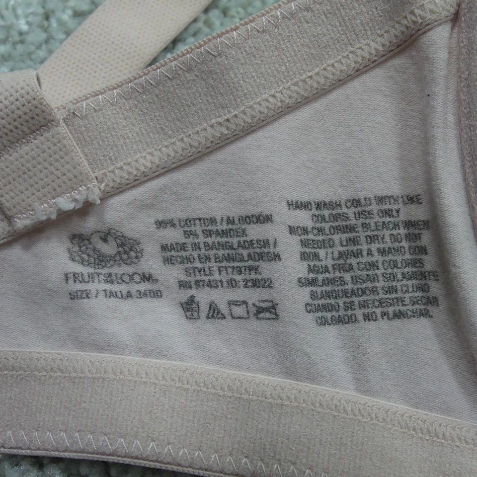 Juego de 2 sujetadores Fruit Of The Loom para mujer 34DD rosa blanco con aros FT797PK Foto 4 de 4