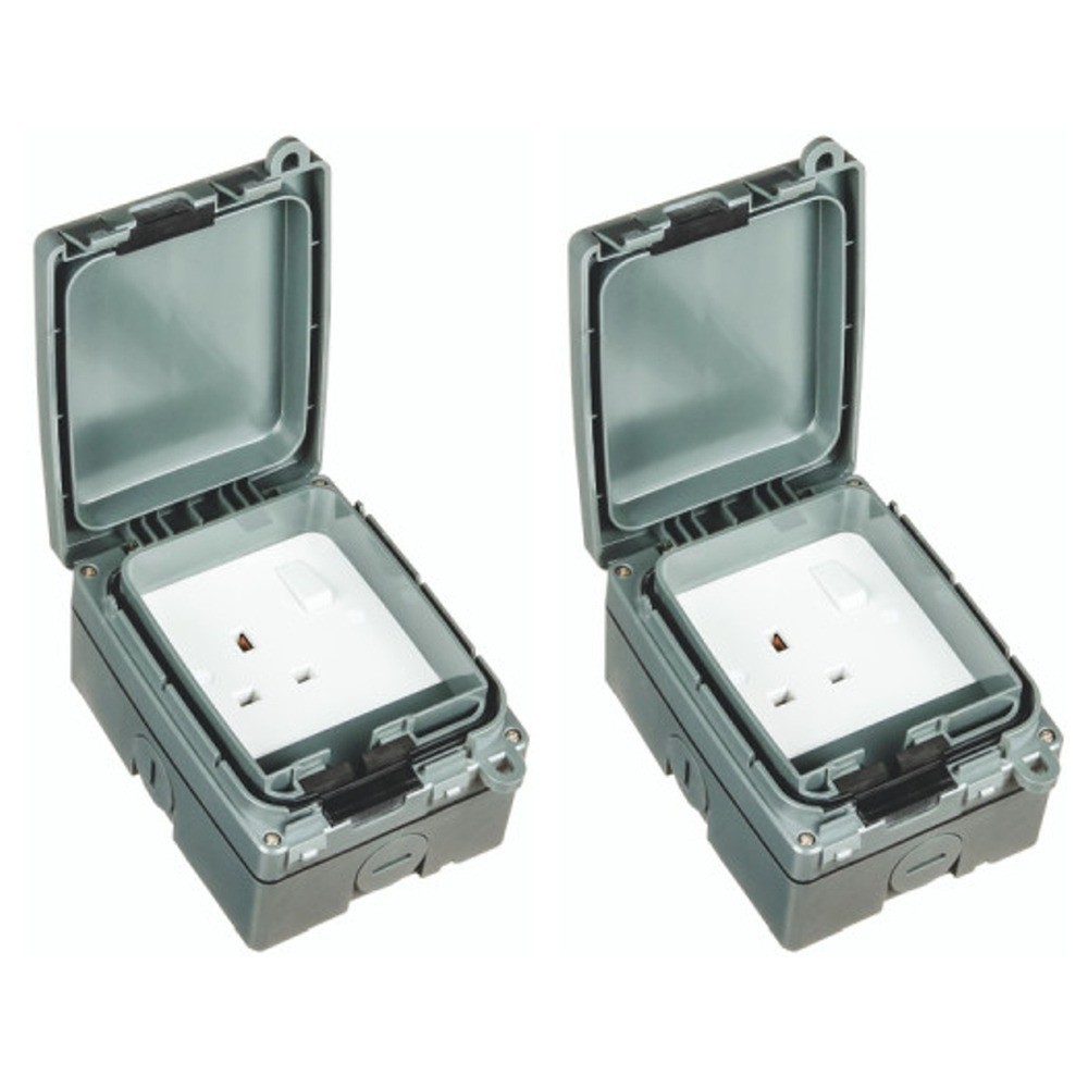 2 x Timeguard WXT101N Weathersafe Extreme Single Gang 13A Switched Sockets IP66