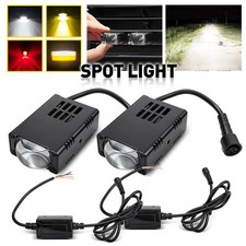 2pcs Clear Lens White Yellow Red Led Spotlights Driving Drl Auxiliary Lamps