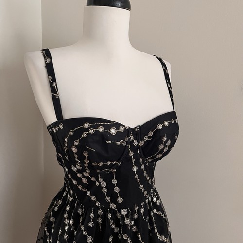 Moda International Y2K Black Corset Mini Dress 6 Sparkly Gothic Whimsigoth Party - Picture 9 of 12