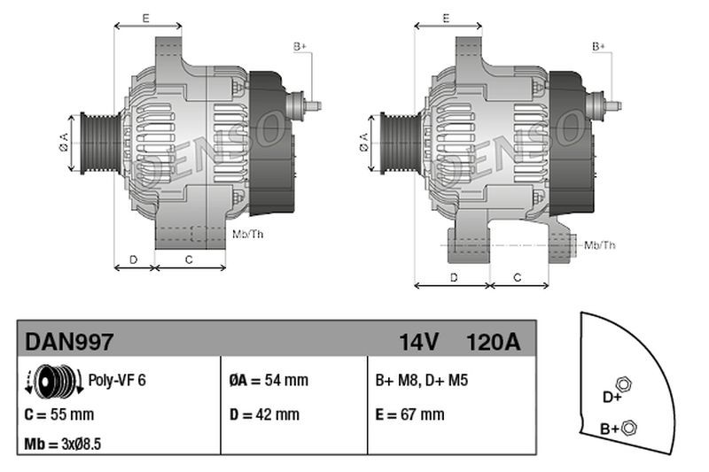 Fits DENSO DAN997 Alternator - Image 10